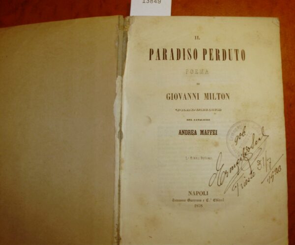 Il Paradiso Perduto - Giovanni Milton - Ed. Tommaso Guerrero Napoli 1858 - immagine 2