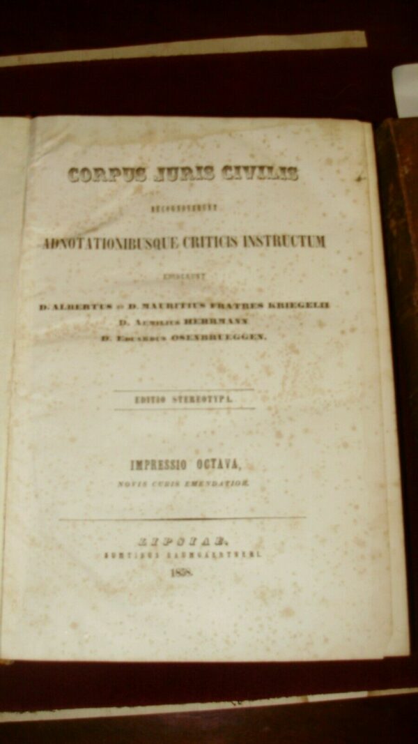 Corpus Juris Civilis Suntibus (2 Volumi) - Aemilii Herrmanni - Ed. Baumgaertneri Lipsiae 1838 - immagine 3