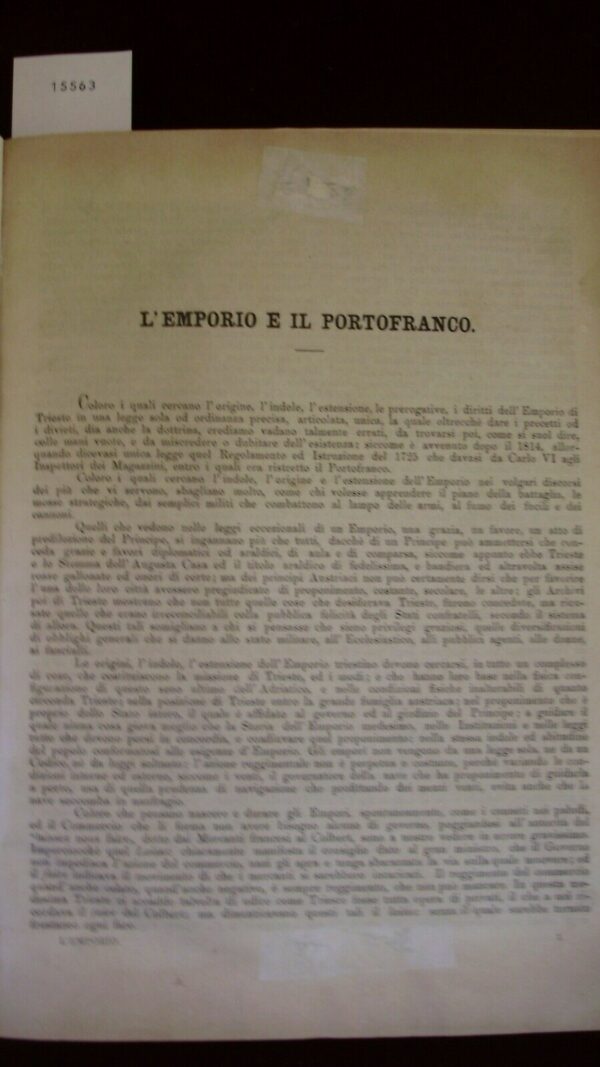 L'Emporio E Il Portofranco Di Trieste - Pietro Kandler - Ed. Lloyd Austriaco Trieste 1864