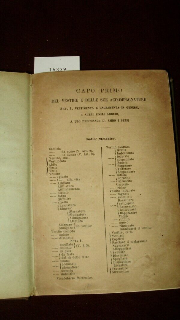 Nuovo Vocabolario Italiano Domestico - Giacinto Carena - Ed. Pagnoni 1850